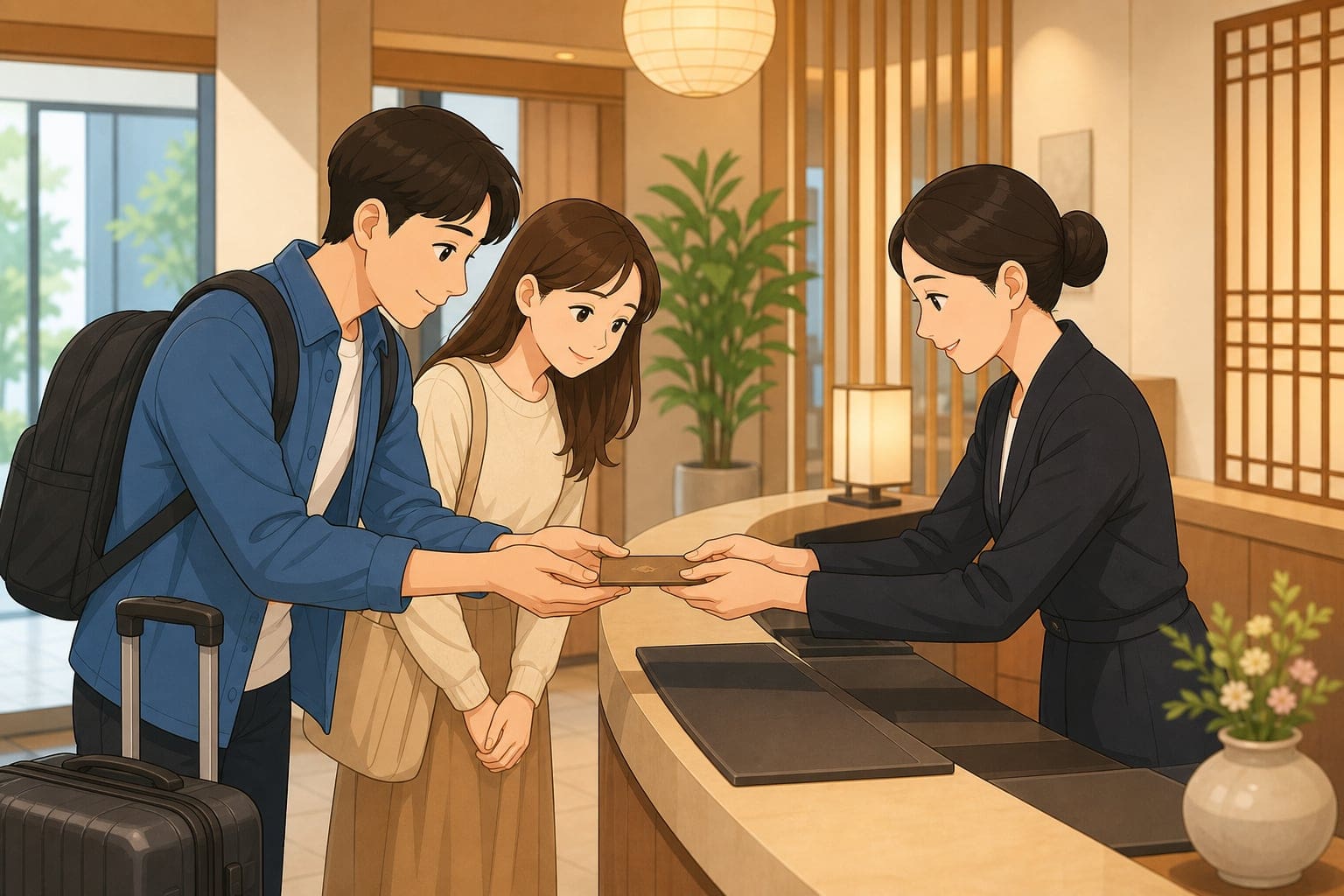 韓國旅遊雙手接物與點頭問候禮儀插圖