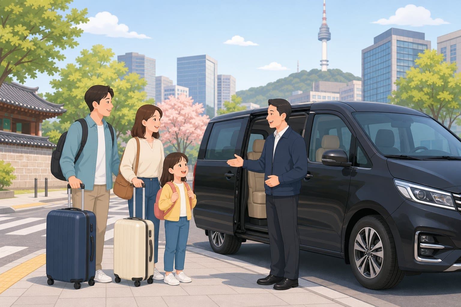 韓國包車中文司機接送家庭旅遊情境