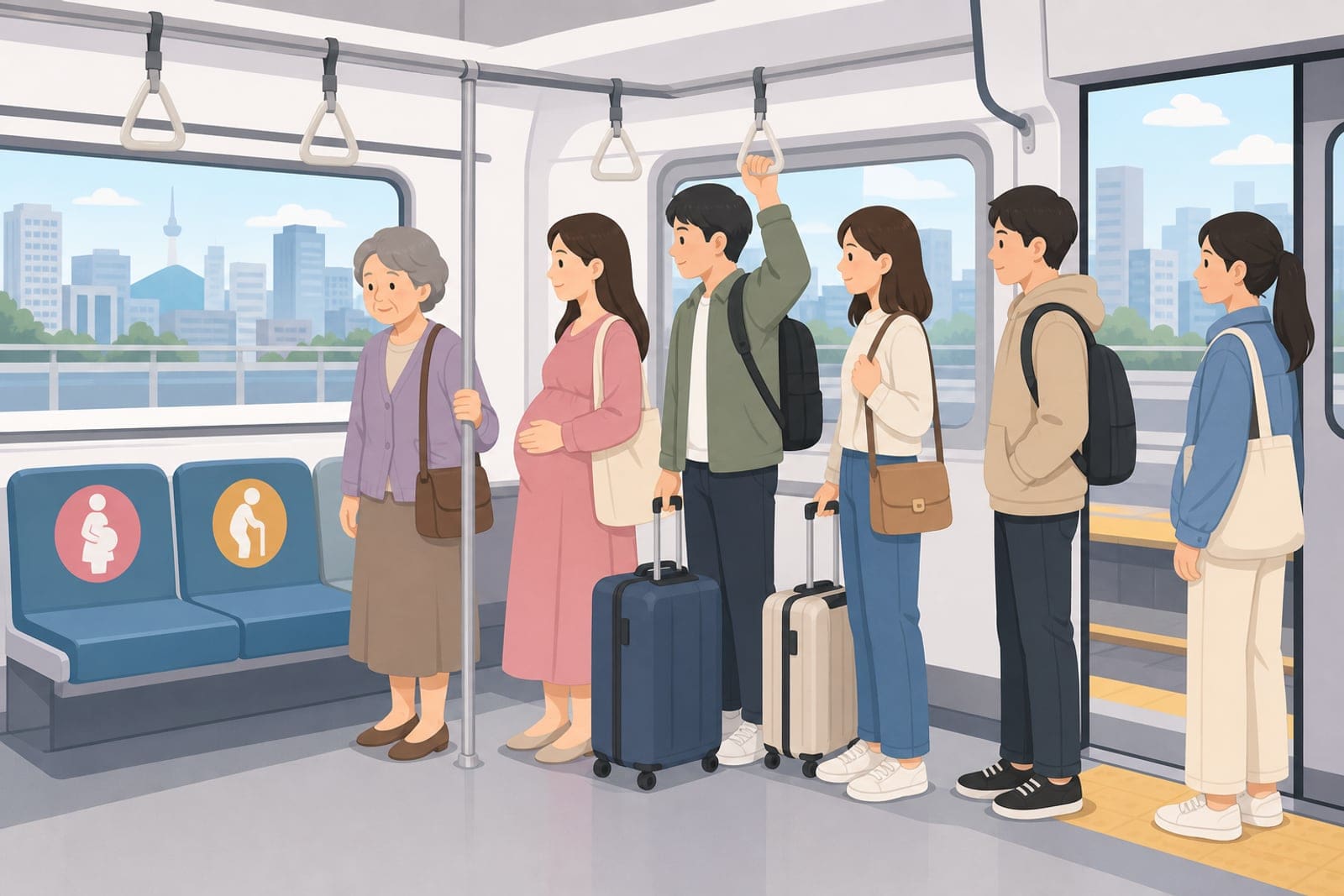 韓國地鐵博愛座排隊與交通禮儀插圖