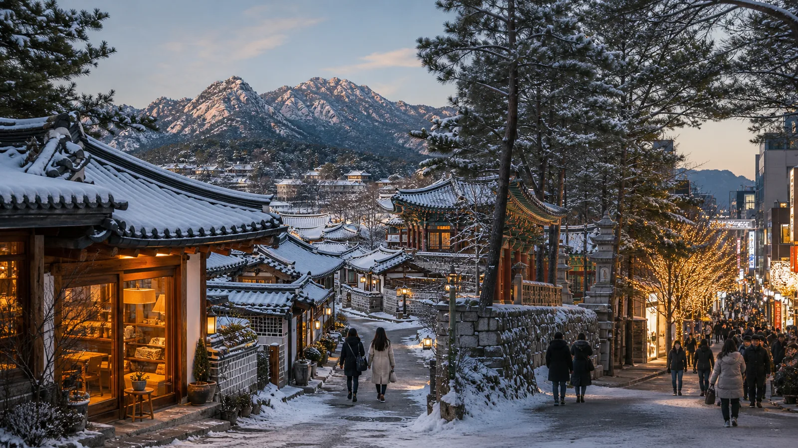 首爾恩平韓屋村冬季雪景中文司機導遊包車一日遊