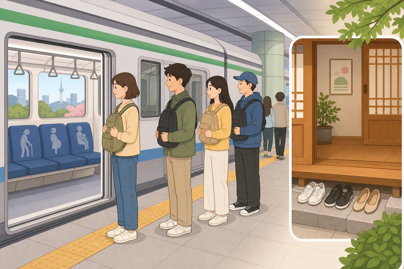 韓國地鐵排隊博愛座與入室脫鞋禮儀插圖
