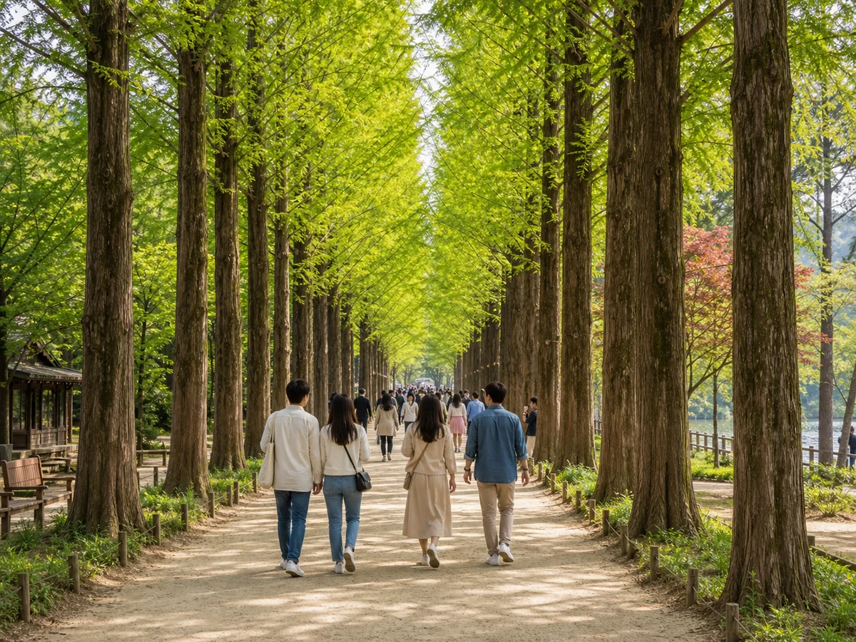 南怡島的四季林蔭步道