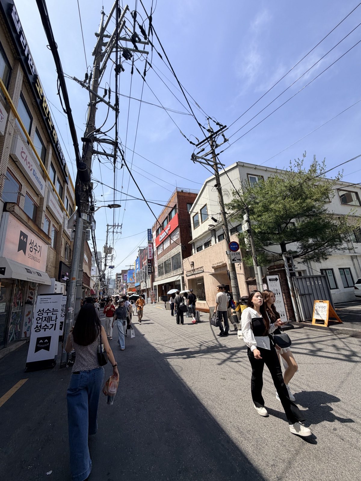 聖水洞巷弄內小型品牌店與行人