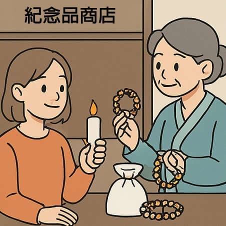 奉恩寺參拜前購買祈福供品與手鍊