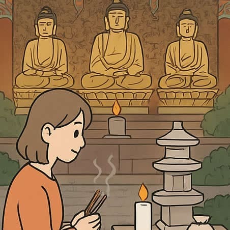 奉恩寺大雄殿前參拜與祈福供品