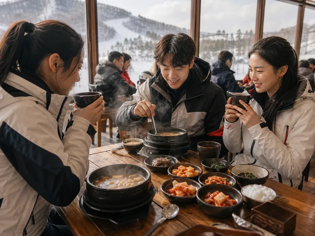 雪地休憩與溫暖餐點
