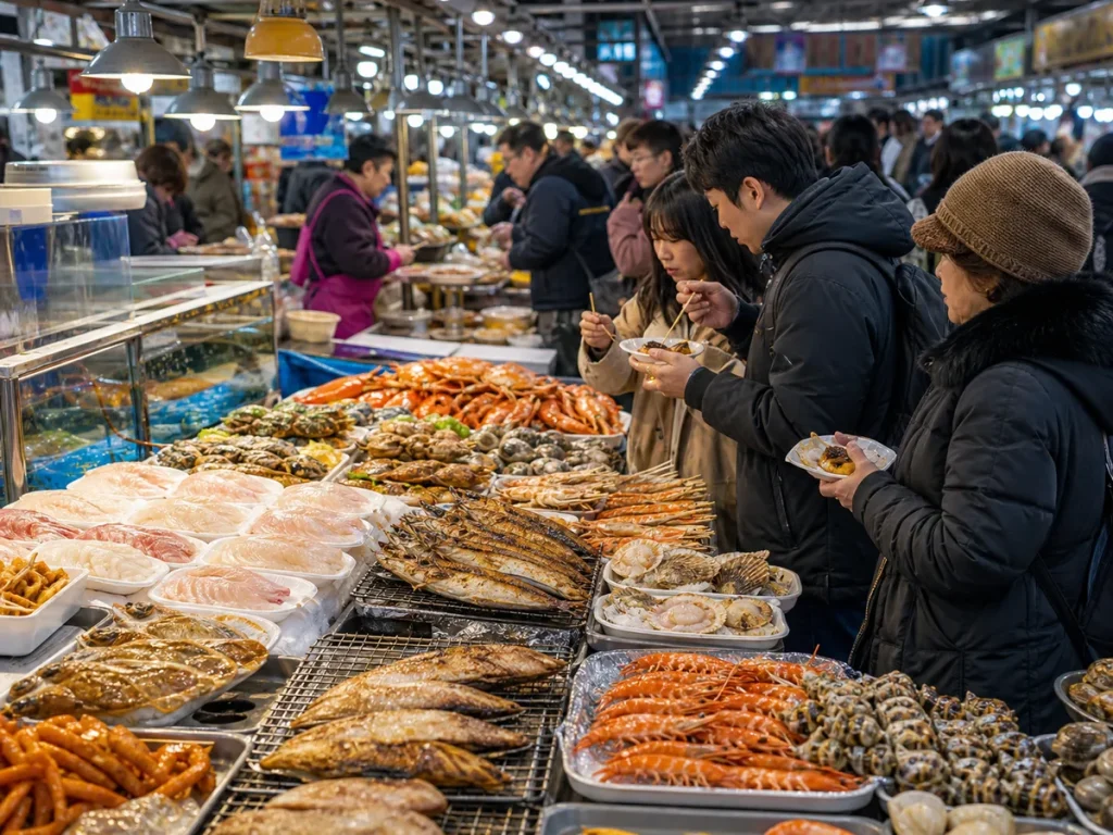 束草市場品嚐海鮮美食