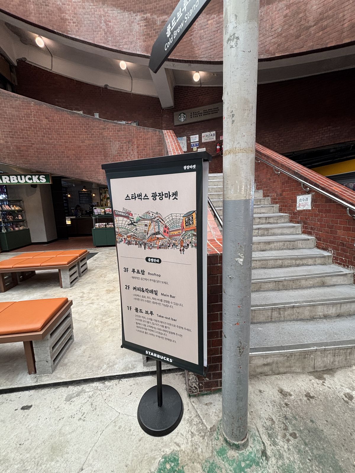 廣藏市場星巴克 광장마켓점 入口指示牌