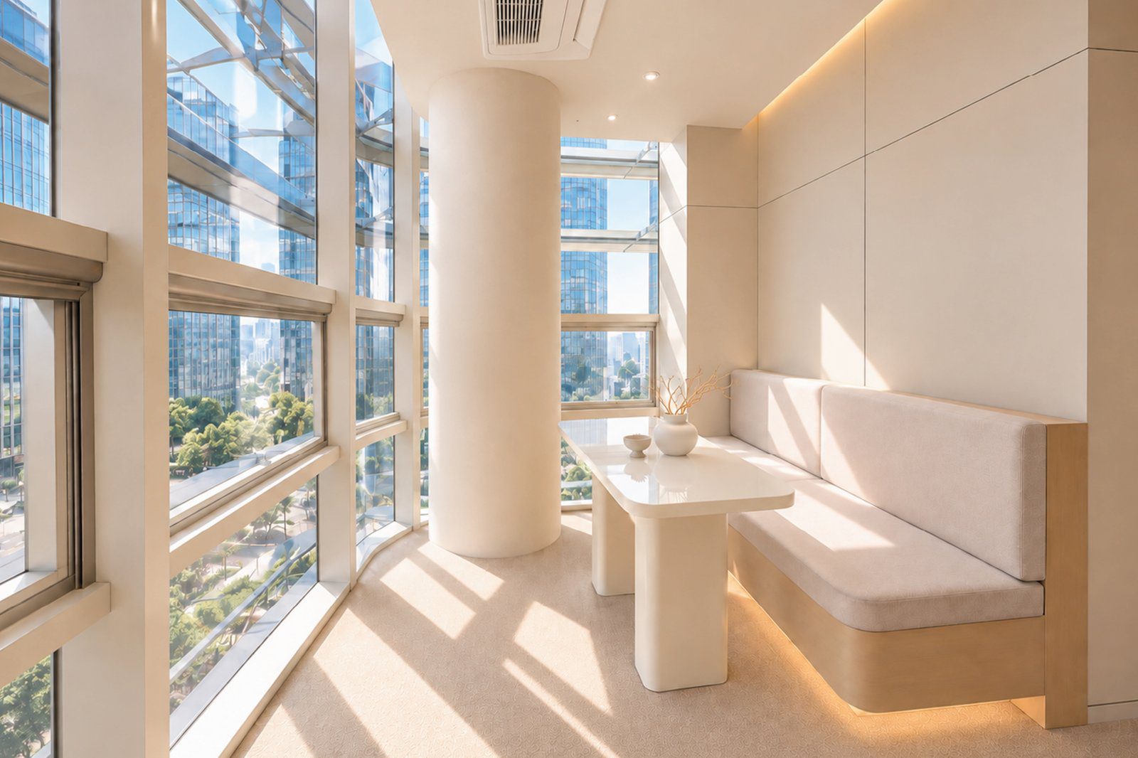 Junior Suite 客廳的沙發座與整面窗