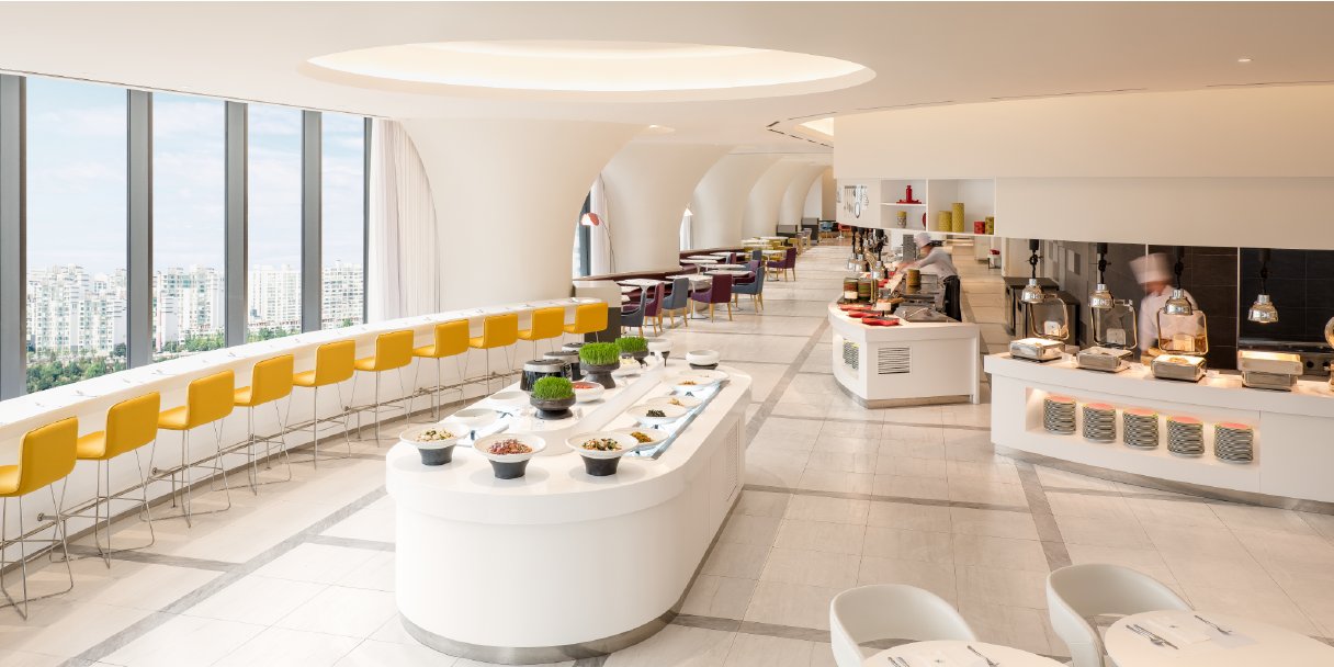 龍山宜必思尚品館 In Style 餐廳的餐檯與座位